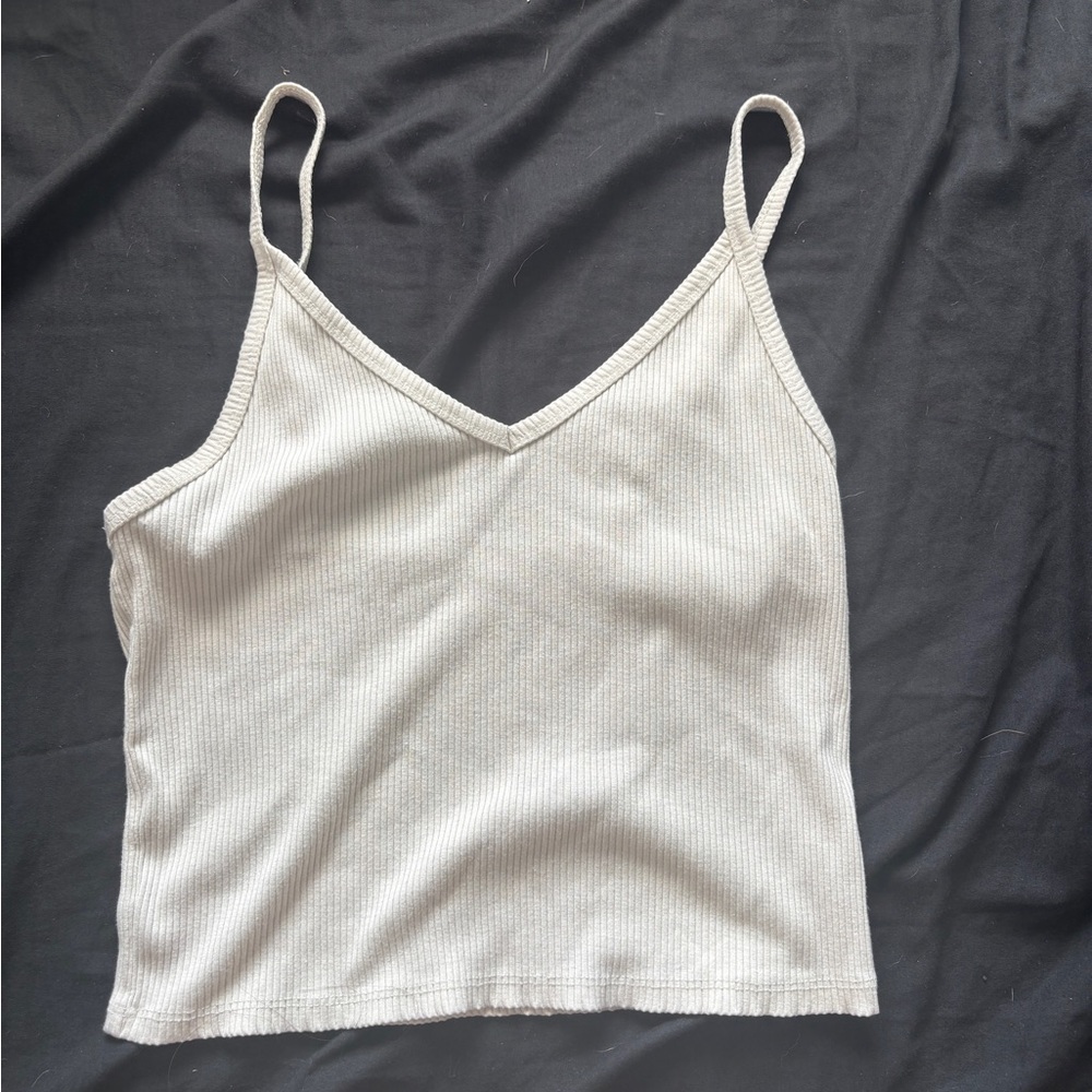 American Eagle Outfitters Cream Ribbed Camisole